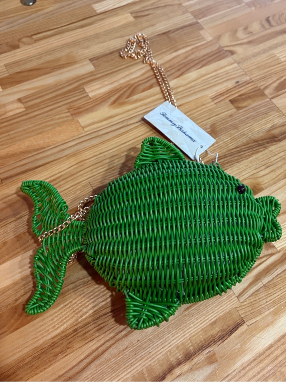 Tommy Bahama Green Wicker Fish Crossbody Purse